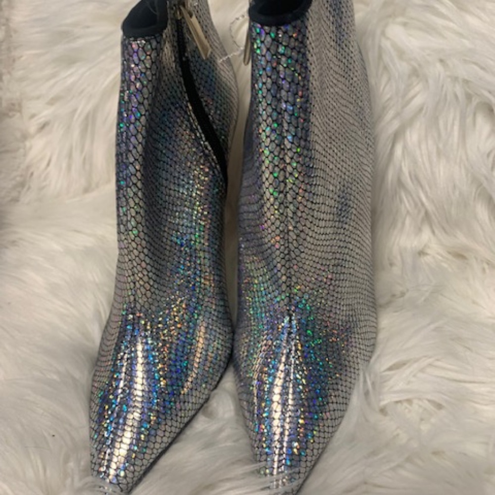 Opalescent leather booties